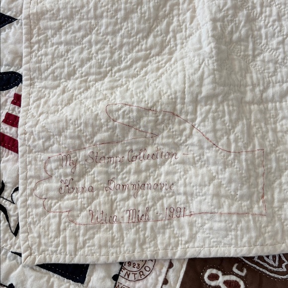 Handmade 1991 US Stamp Handmade Quilt 82” x 98” Featuring Comedians - Picture 10 of 14